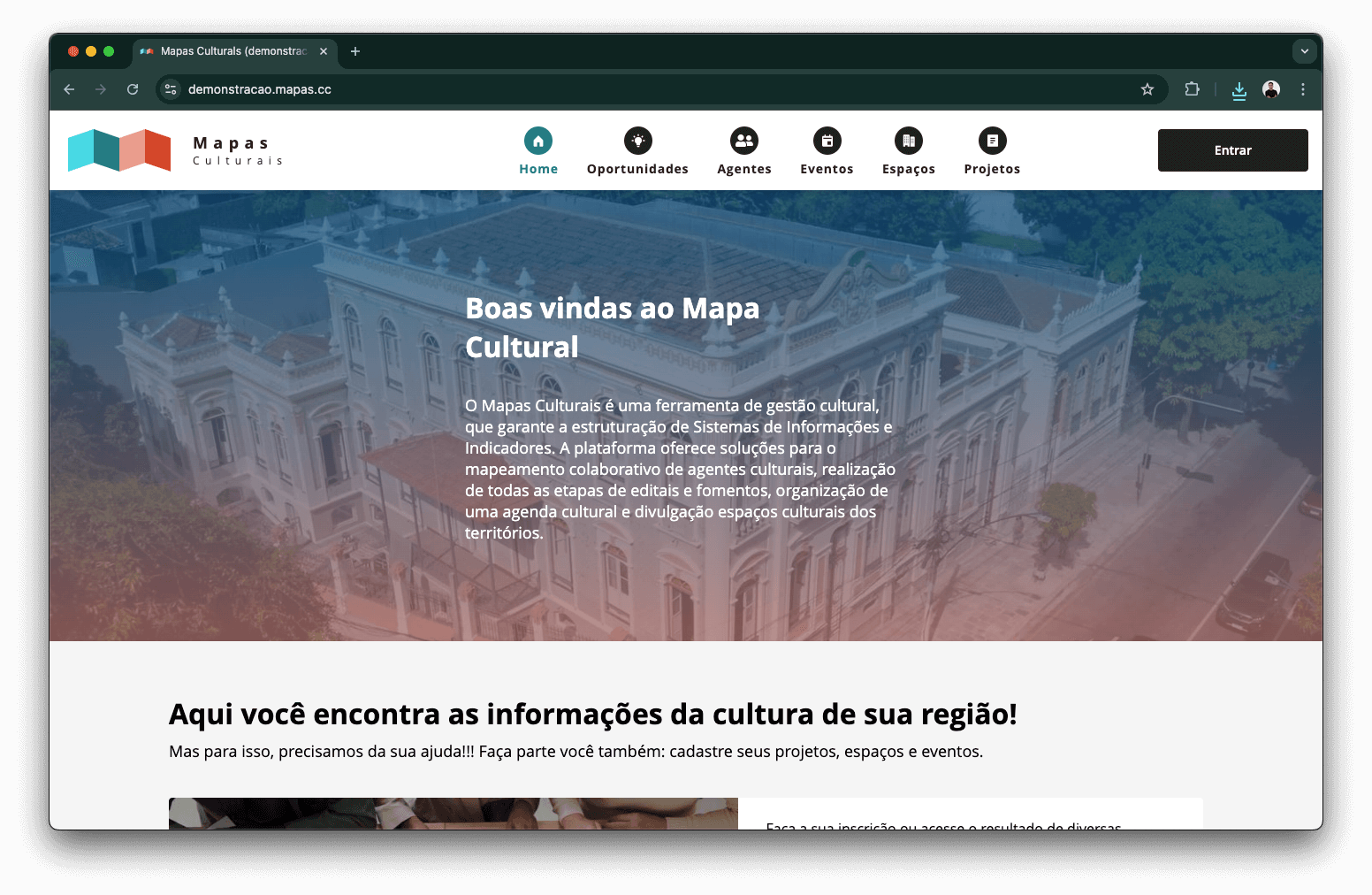 Demonstração do Mapas Culturais